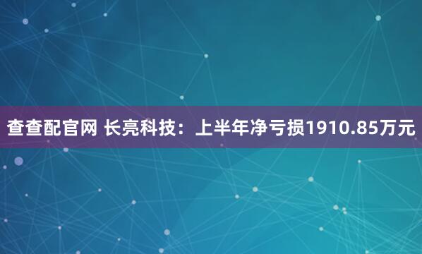 查查配官网 长亮科技：上半年净亏损1910.85万元